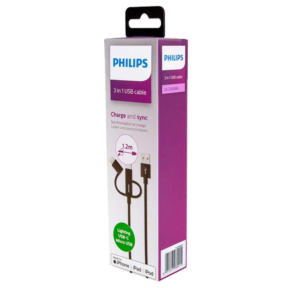 Cable Usb 3 En 1 Mricro Usb Tipo C Lightning 0.8m image number 2.0