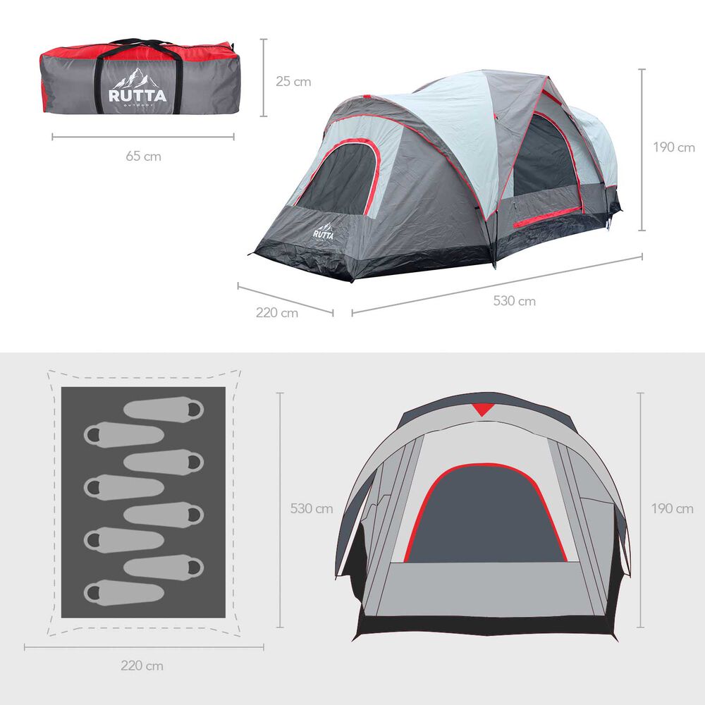 Carpa 8 Personas Camping Outdoor Gris image number 6.0