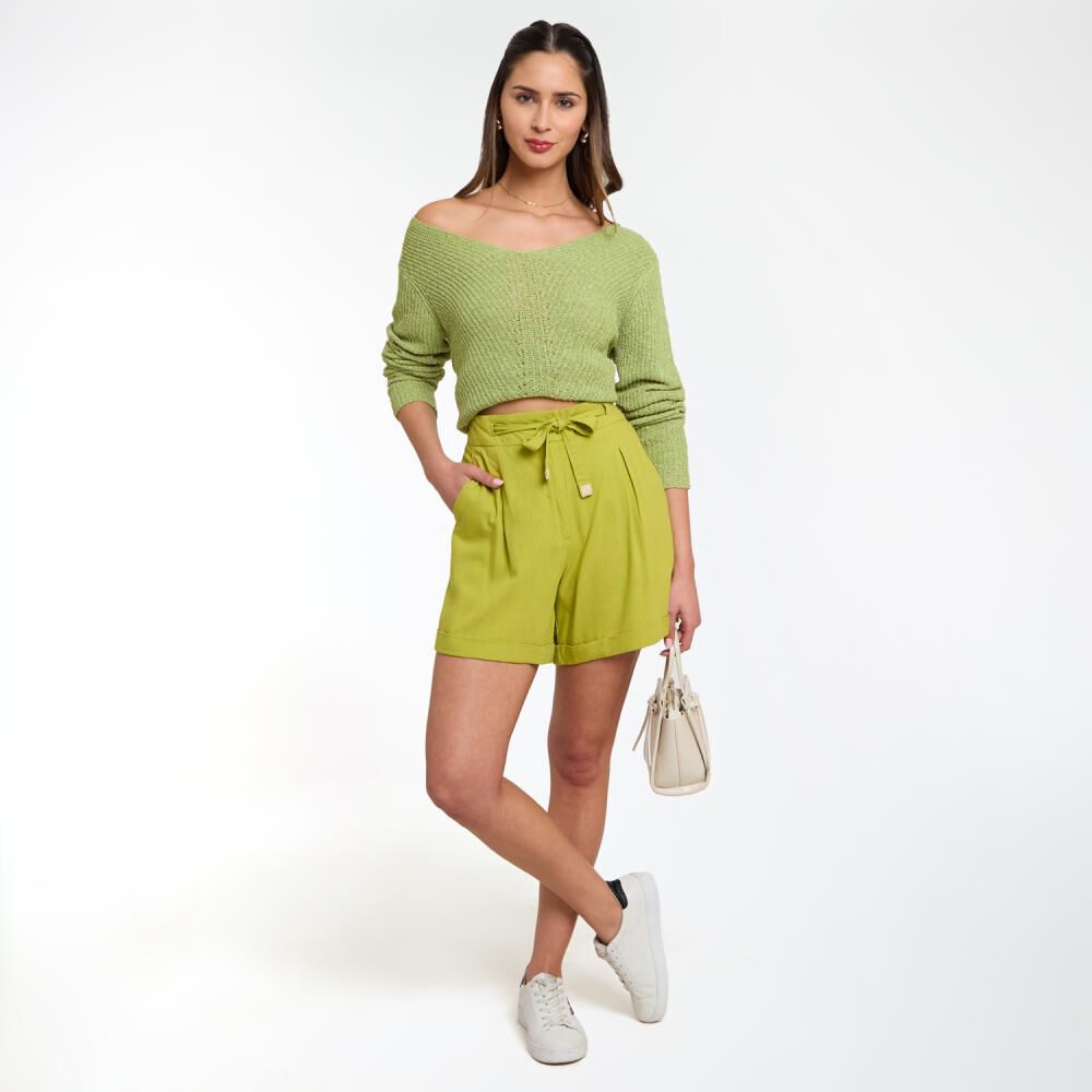 Short Lino Con Tirador Tiro Medio Mom Mujer Kimera image number 1.0