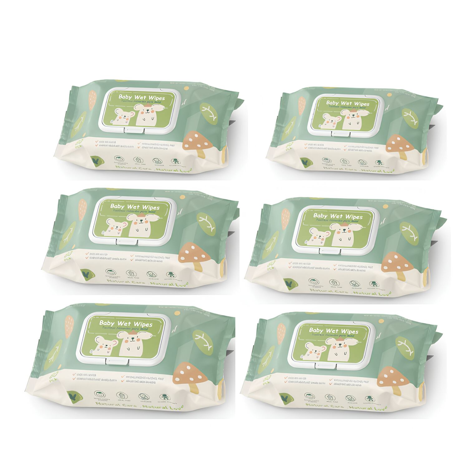 Toallitas H&uacute;medas Con Tapa Pack 6x80 Unidades Lubabycas image number 0.0