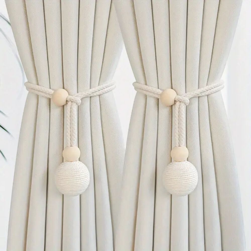 Pack De 02 Sujetadores Para Cortinas - Bola Tejida Beige image number 1.0