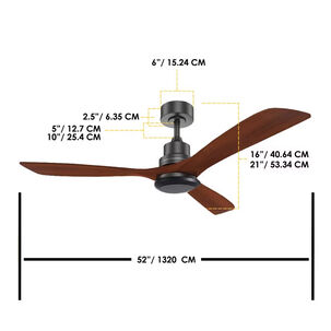 Ventilador De Techo 3 Aspas Negro