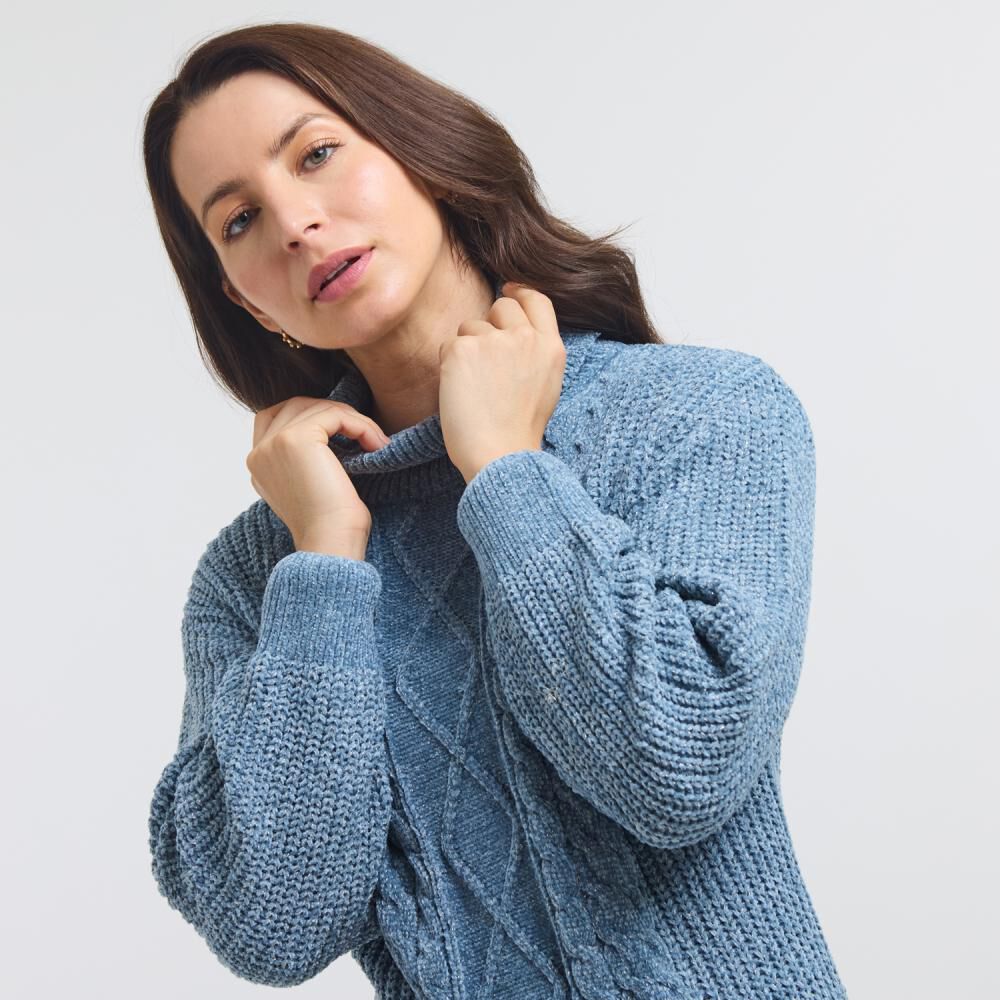 Sweater Trenzado Con Aplicación Lurex Cuello Alto Mujer Geeps image number 4.0