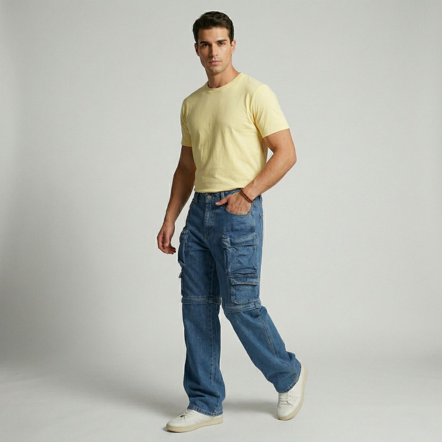 Pantalon Jeans Multicargo Desmontable Hombre image number 1.0