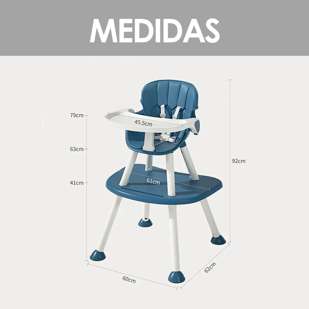 Silla De Comer Multi Etapas 4 En 1 Azul Babymine image number 7.0