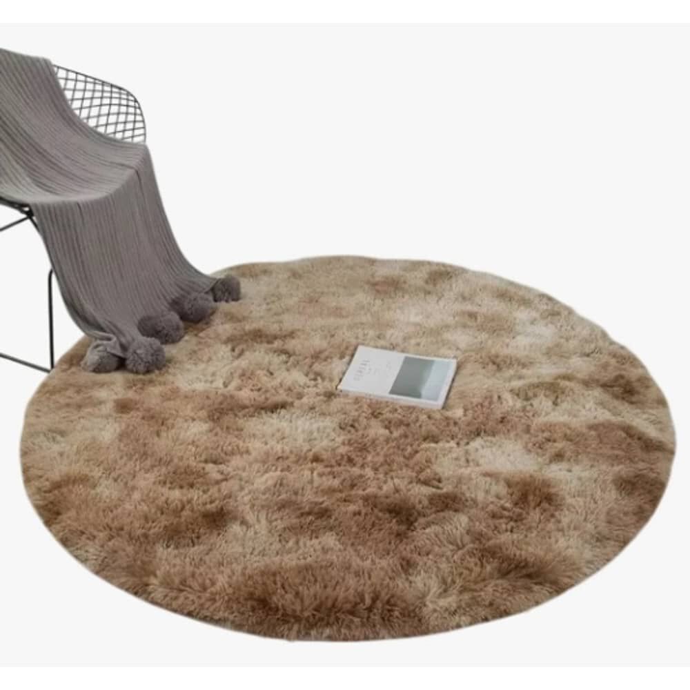 Alfombra Redonda Peluda Beige image number 0.0