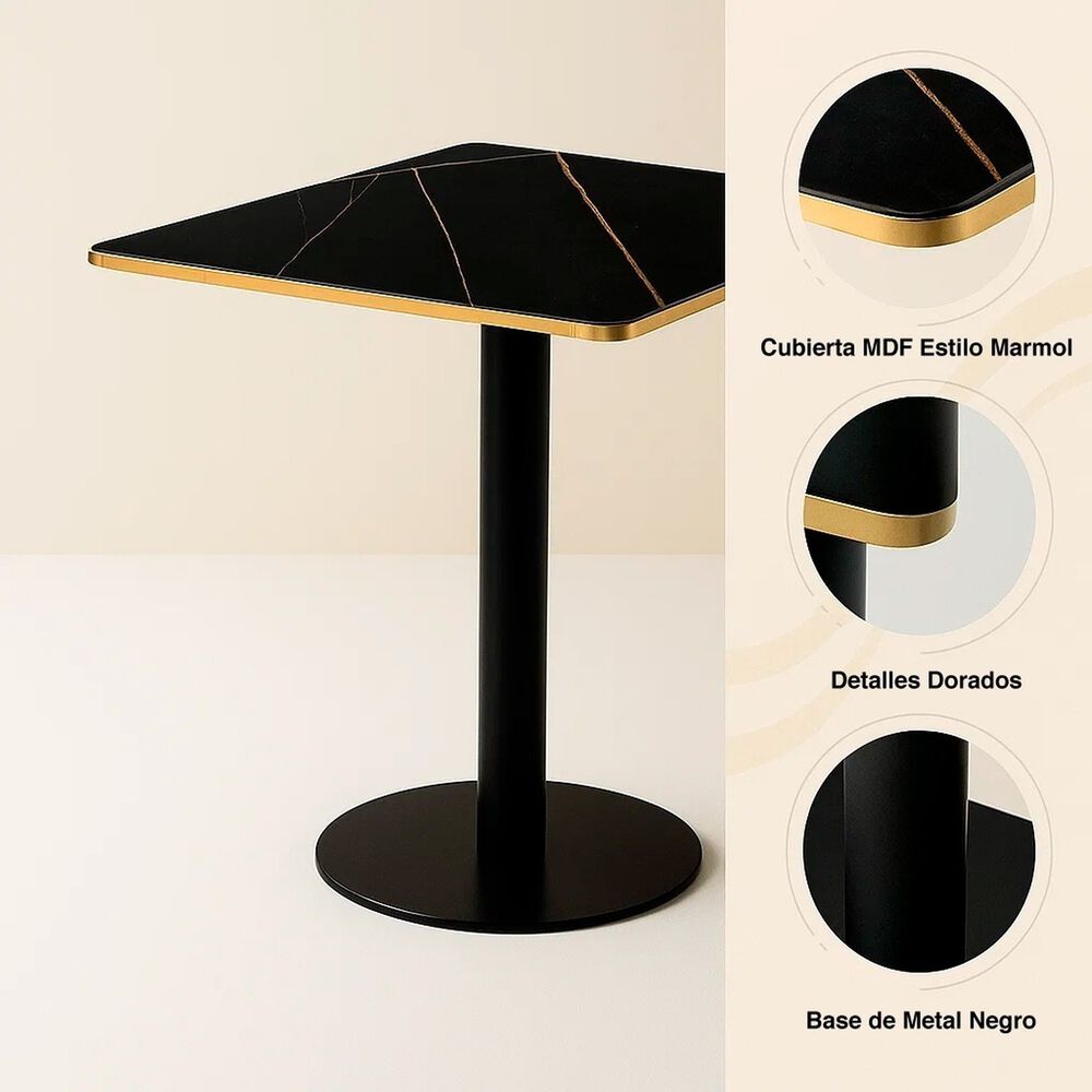 Mesa Luxor De Mdf Efecto Marmol Negro Con Dorado image number 11.0