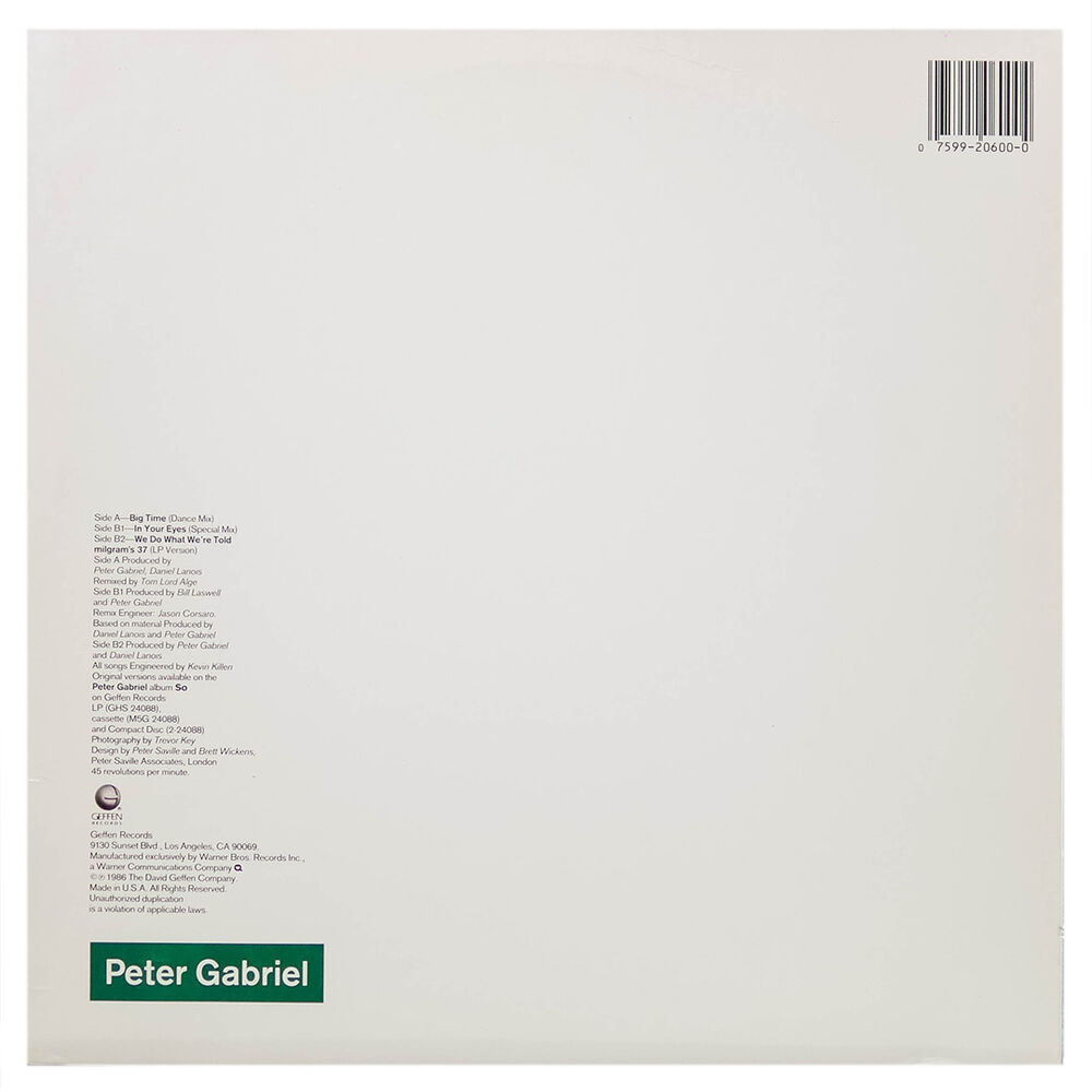 Peter Gabriel - Big Time (dance Mix) | 12" Maxi Single Usado image number 1.0