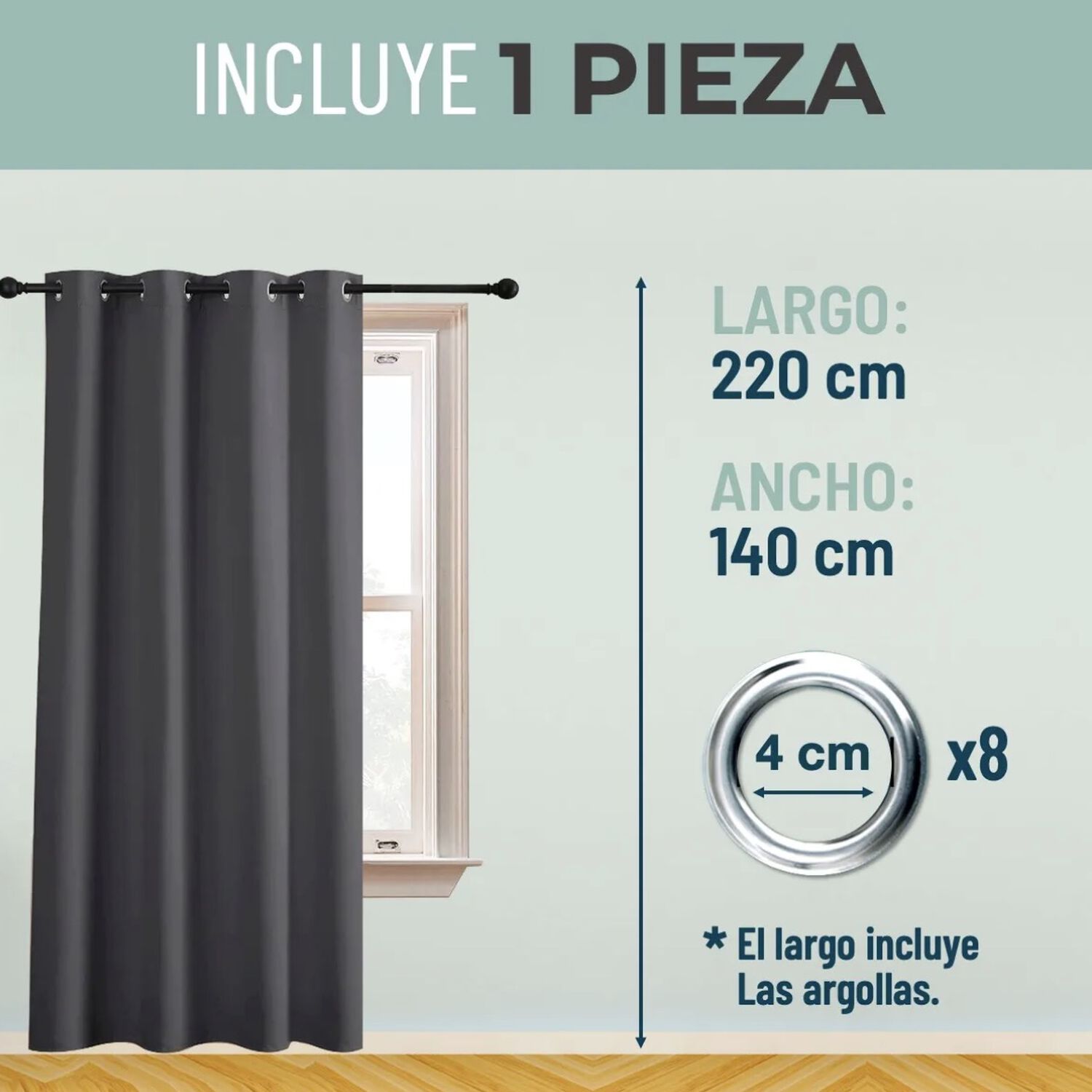 Cortina Semi Blackout Un Pa&ntilde;o 140x220cm Aislante image number 2.0
