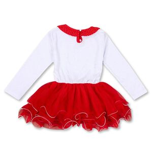 Vestido De Navidad Para Ni&ntilde;as Con Tul 2 A 6 A&ntilde;os Manga Larga Brillo De Navidad