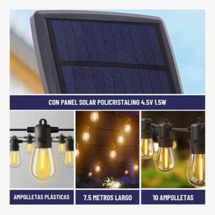 Guirnalda Solar 7,5mt Exterior + 10 Ampolletas