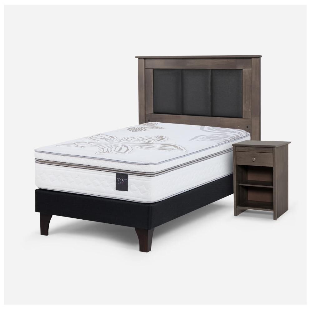Cama Europea Rosen Art 4 / 1.5 Plazas / Base Normal  + Set Maderas Rachel Gris image number 1.0