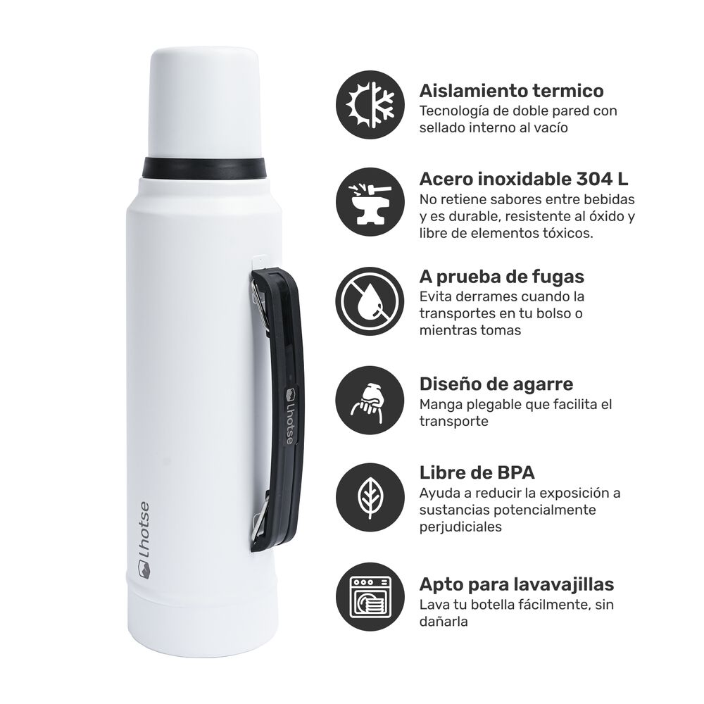Termo Liquido Classic 1,3 Lts + Mate Bombilla Lhotse White image number 1.0
