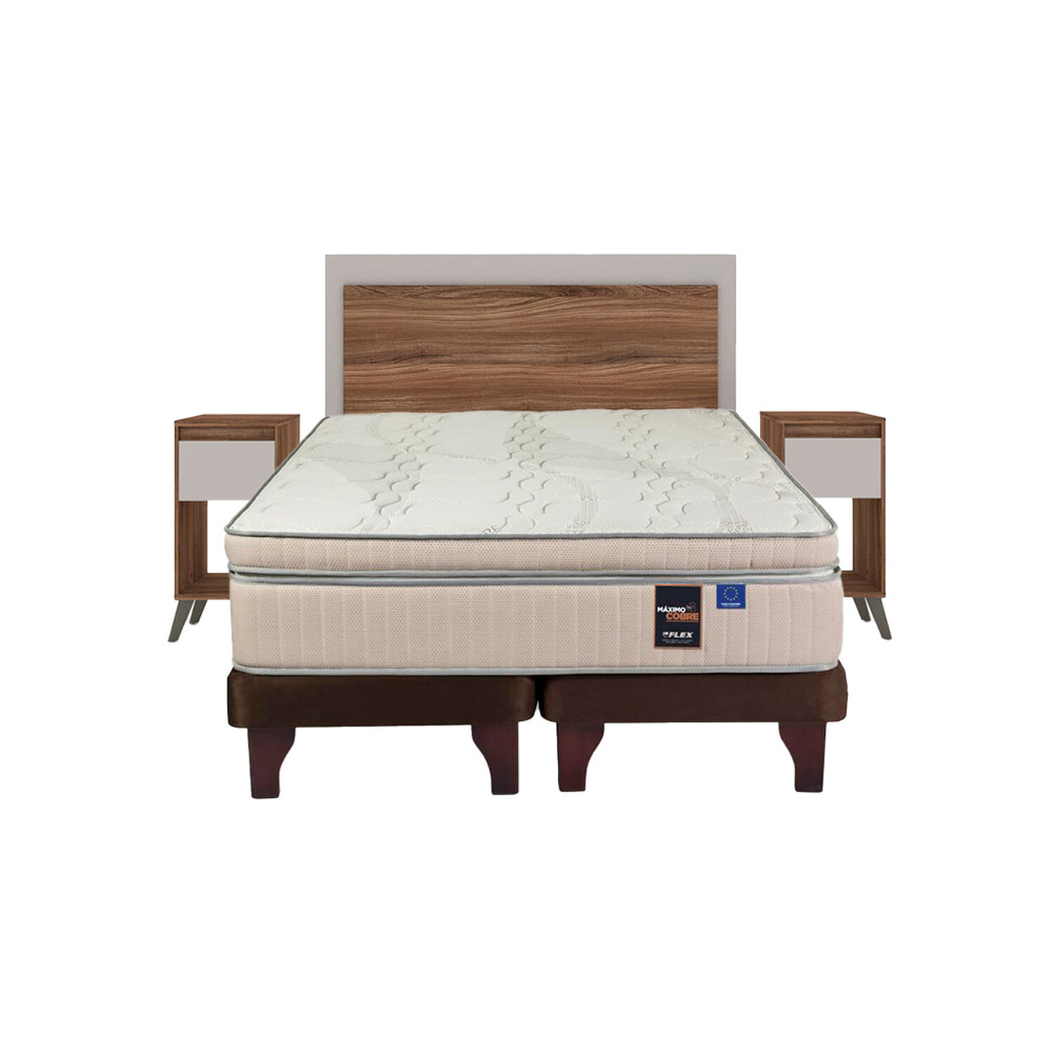 Cama Europea Flex M&aacute;ximo Cobre / King / Base Dividida + Set De Maderas Milan image number 0.0