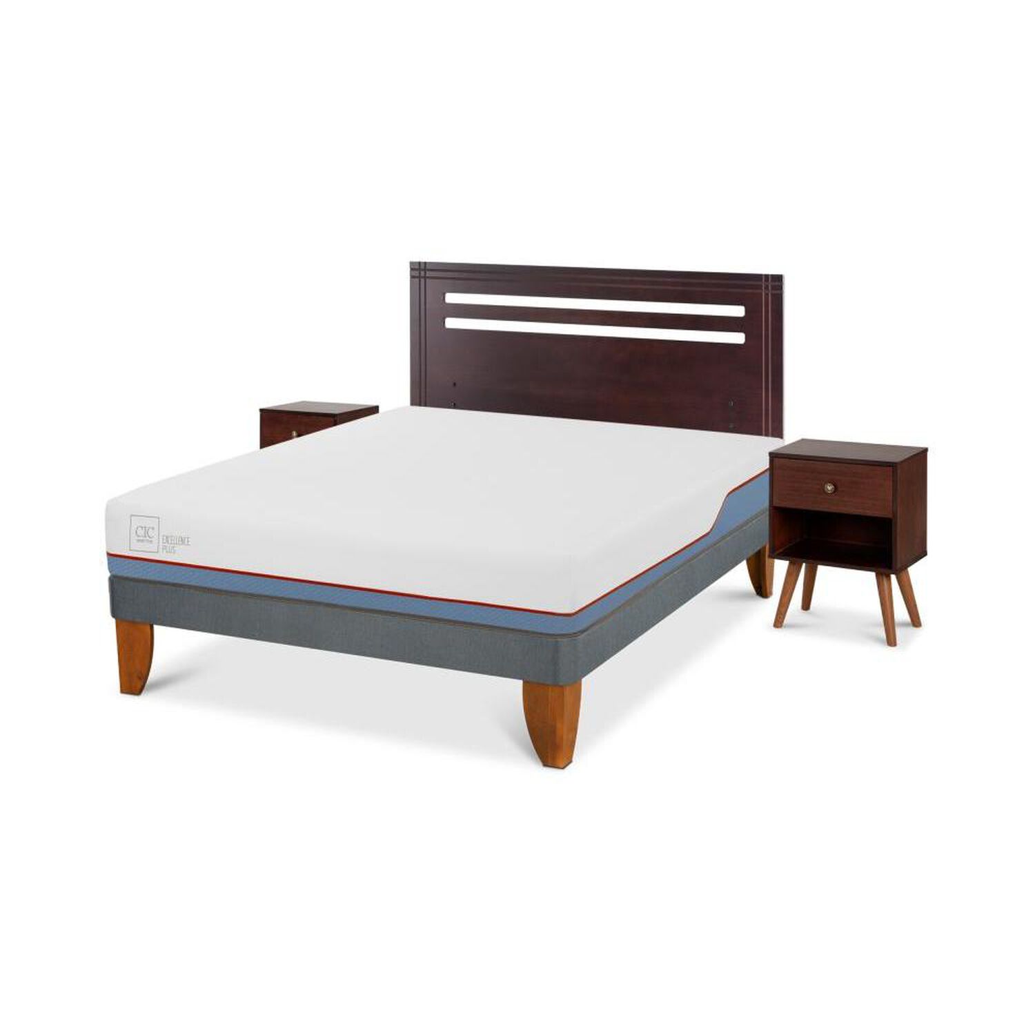 Cama Europea Cic Excellence Plus / 2 Plazas / Base Normal + Set De Maderas image number 1.0