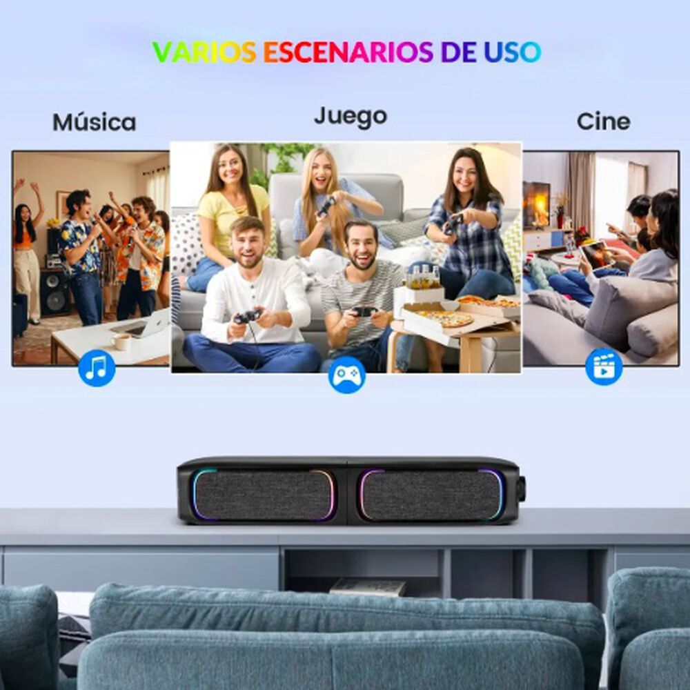 Soundbar Parlante Gamer Pc Tv Rgb image number 5.0