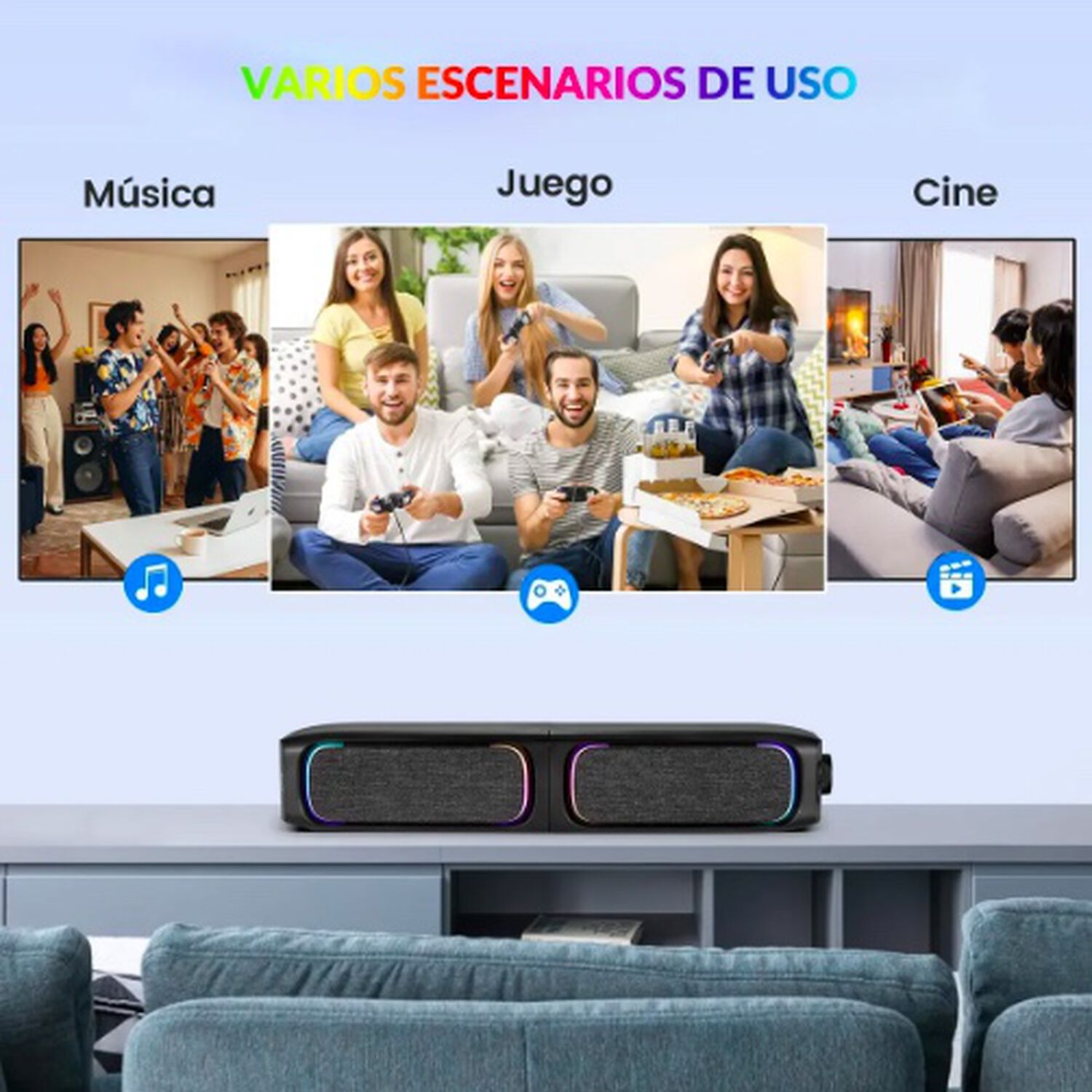 Soundbar Parlante Gamer Pc Tv Rgb image number 5.0