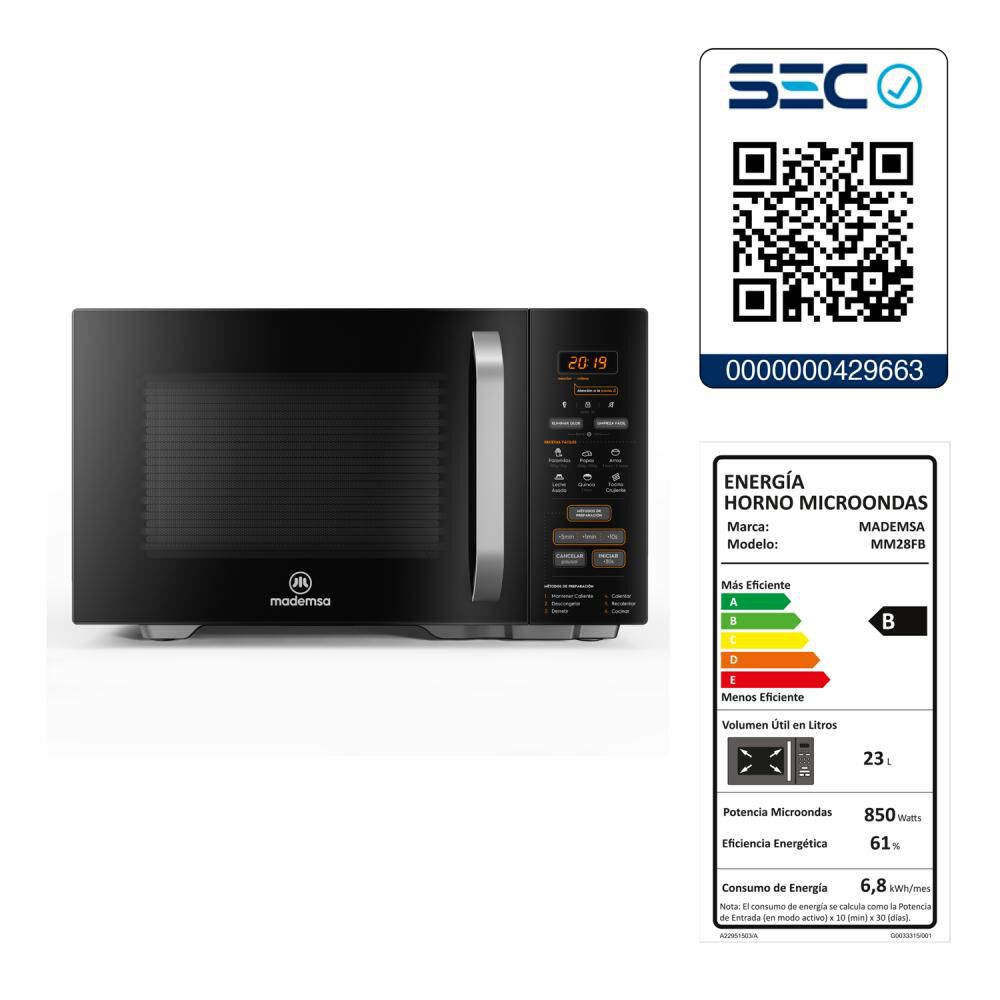 Microondas Mademsa MM28FB/ 28 Litros / 1250W image number 7.0