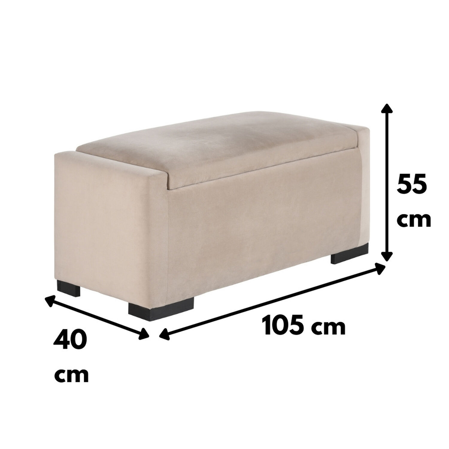 Banqueta Con Ba&uacute;l Leyzy Beige Felpa 40x55x105 Cm M&aacute;xima Design image number 3.0