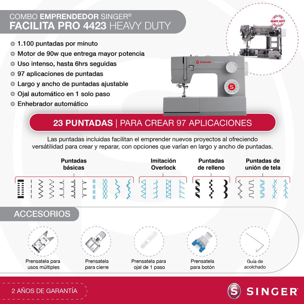 Combo Singer Heavy Duty Facilita Pro 4423 + Overlock Hd0405s image number 2.0