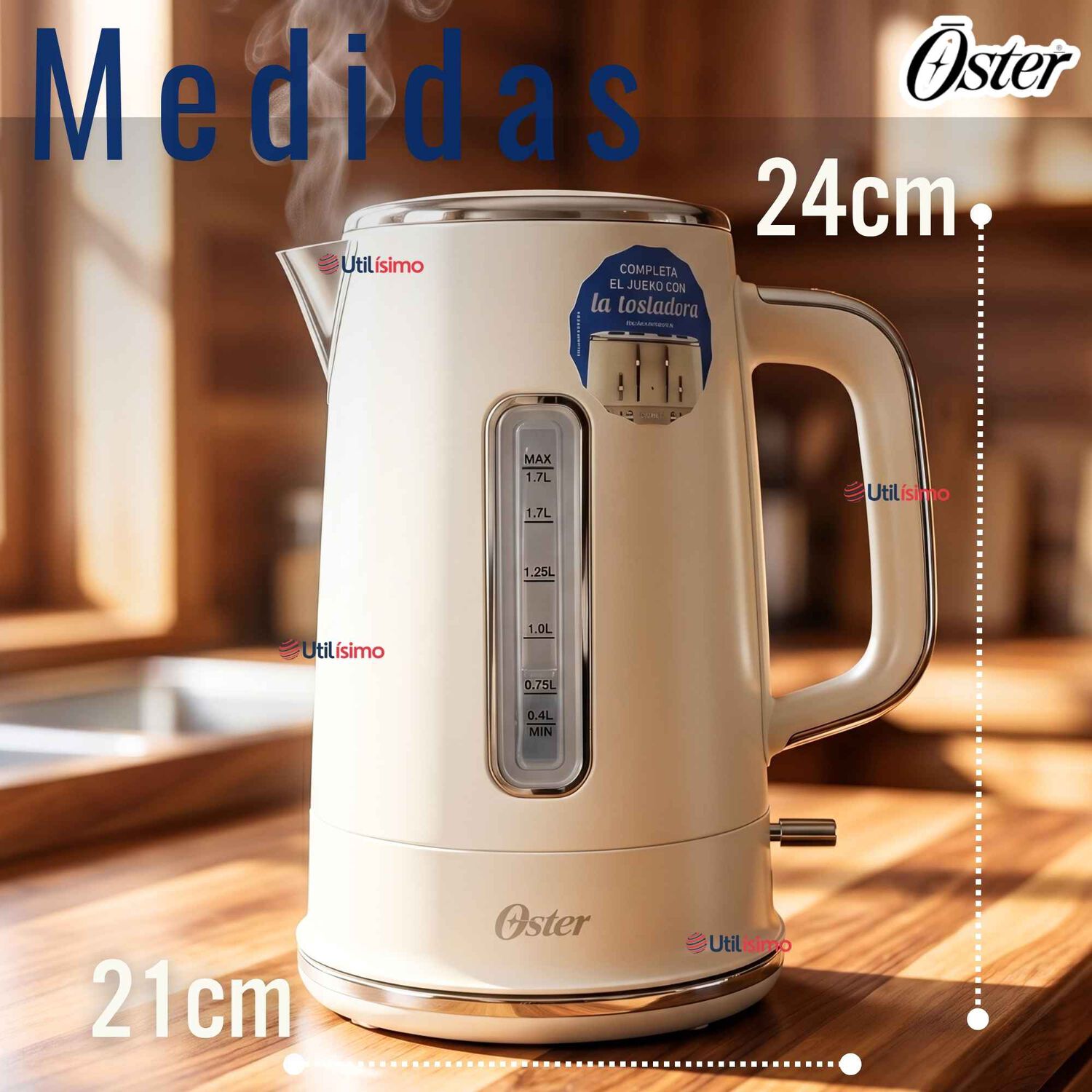 Hervidor El&eacute;ctrico Oster De 1.7 Litros Para T&eacute; Caf&eacute; E Infusiones Bvstkt8107om-052 image number 3.0