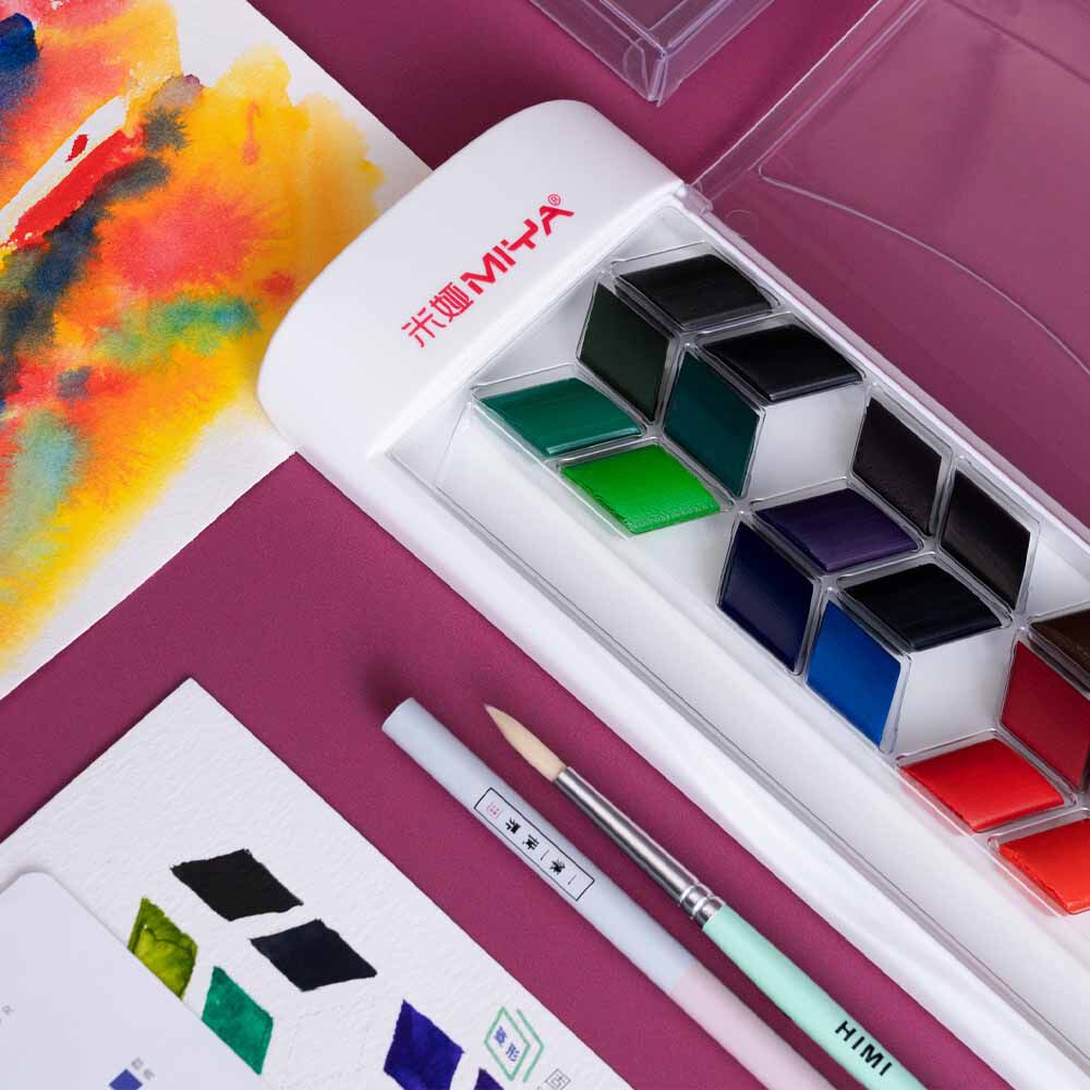 Himi-miya Set Rombo De Acuarela 24 Colores+pincel+lapiz Gr image number 3.0