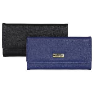 2 Billeteras De Mujer Fidelia Negra Y Azul Kenneth Cole