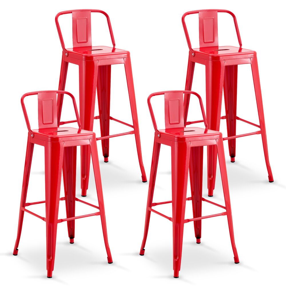 Pack De 4 Silla Alta Metal Rojo image number 0.0