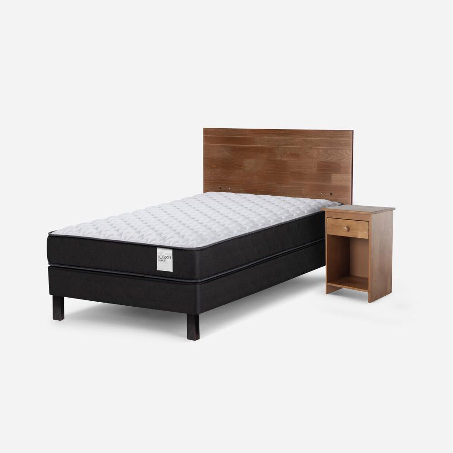 Cama Europea Rosen Wave / 1.5 Plazas / Base Normal + Set De Maderas Tabor Caramelo image number 1.0