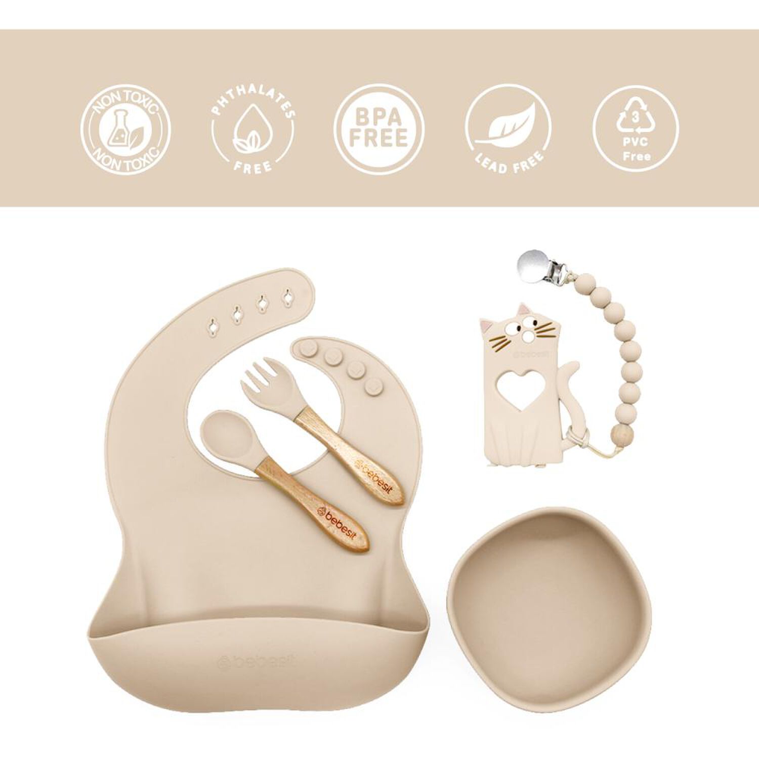 Set Alimentaci&oacute;n Bebesit March Silicona Beige image number 1.0