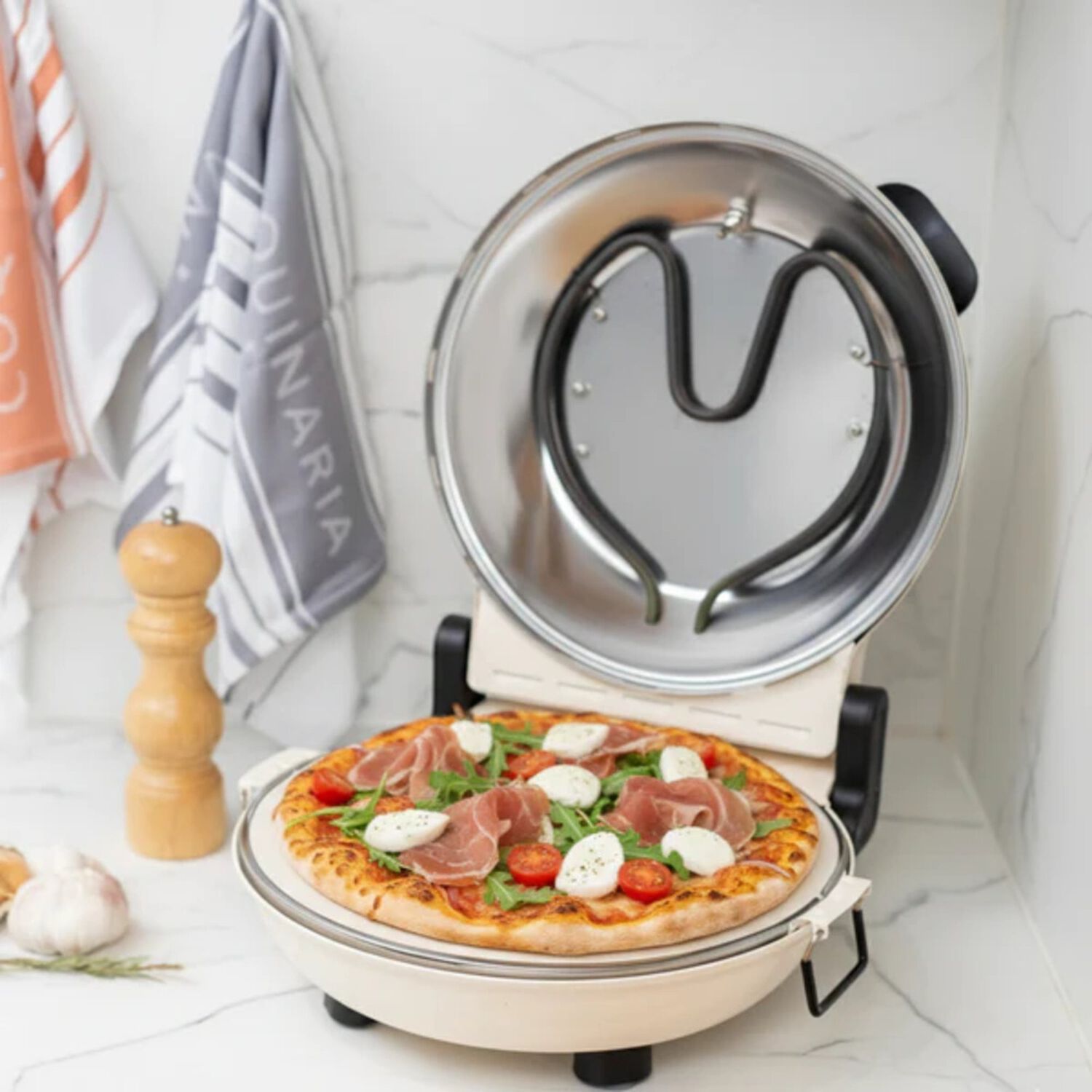 Horno Pizza Control Dual De Temperatura N&aacute;poles Crema Fdv image number 1.0
