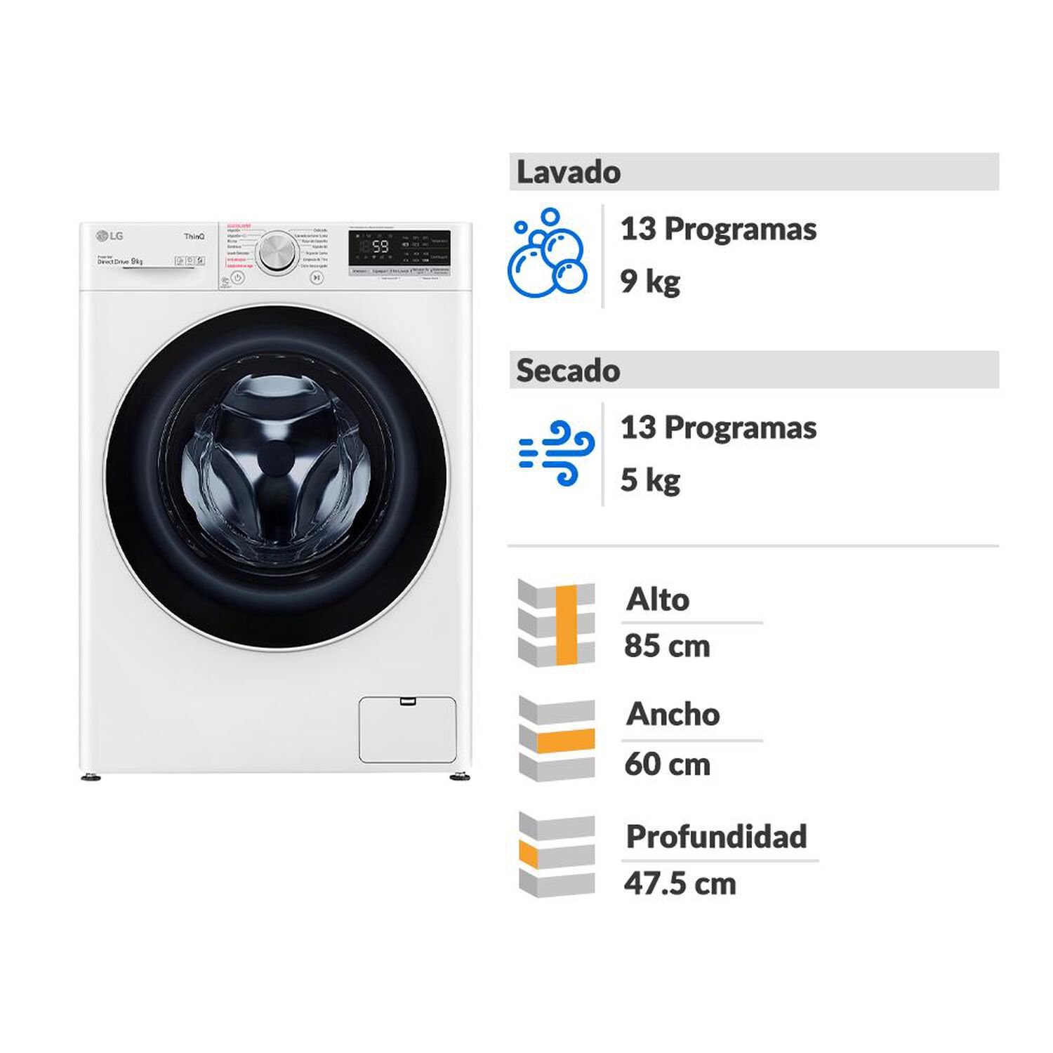 Lavadora Secadora LG WD9WVC4S6 / 9 Kg / 5 Kg image number 15.0