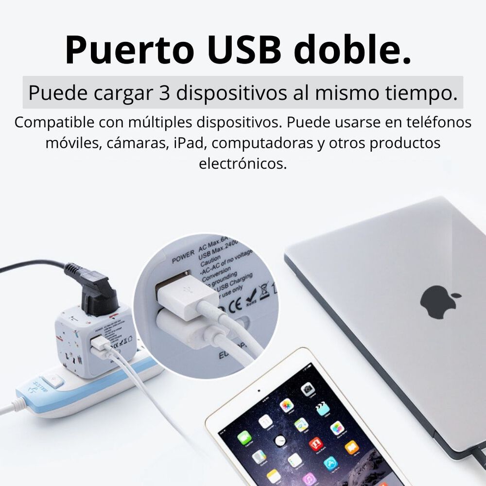 Adaptador Enchufe Multifuncional Universal Usb 100v/240v image number 1.0