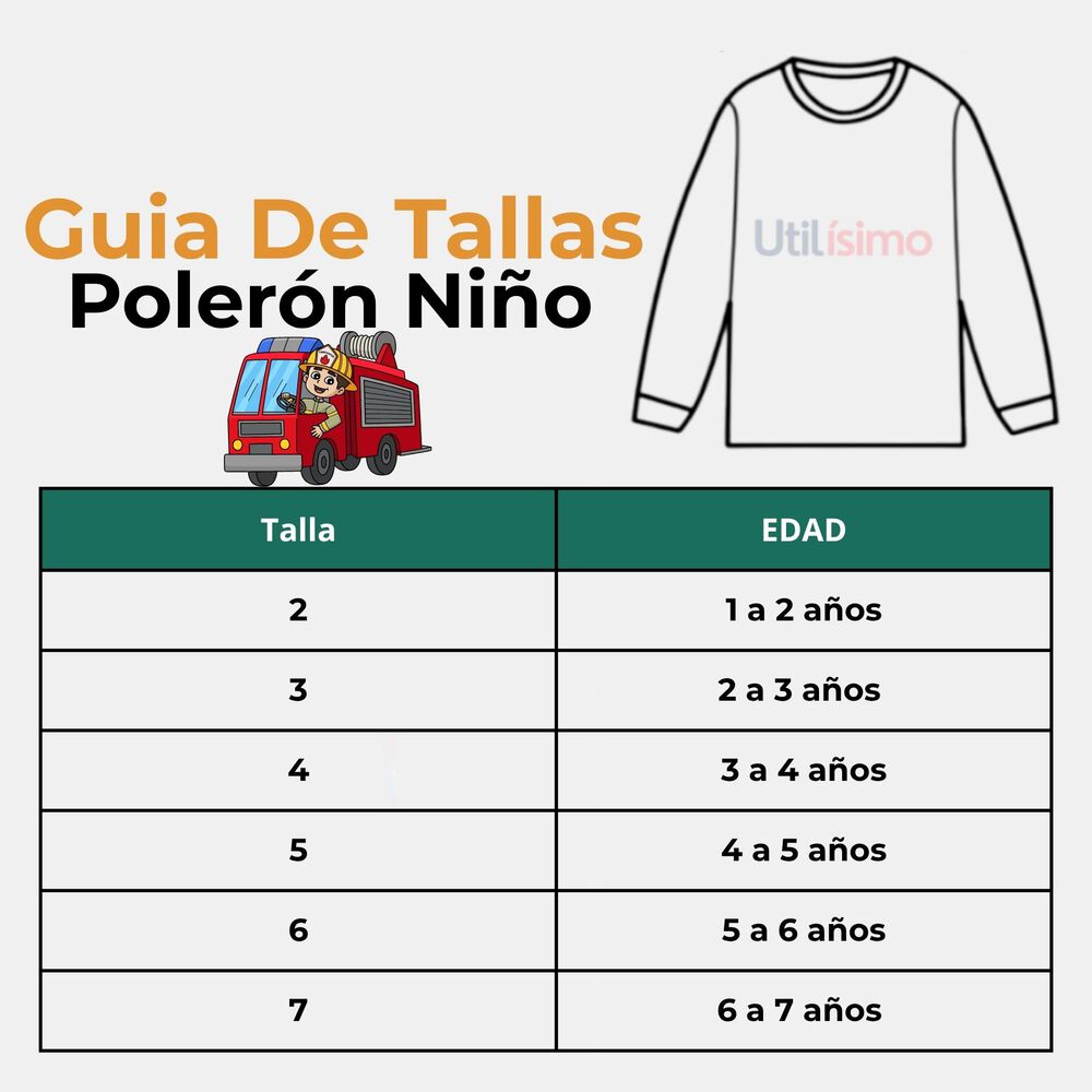 Poler&oacute;n Ni&ntilde;o Manga Larga 100% Algod&oacute;n Amarillo Bomberos image number 2.0