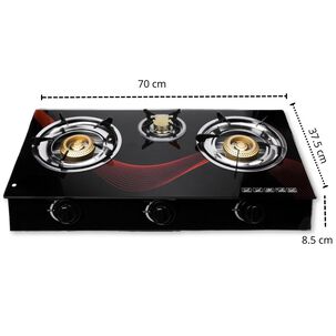 Cocinilla Encimera A Gas Vidrio Templado Line 3 Platos + Kit De Instalación