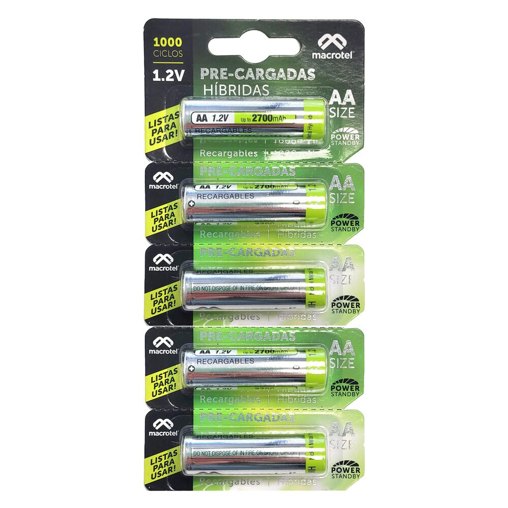 Pilas Recargables H&iacute;bridas Aa 2700ma Macrotel Pack 5 image number 0.0