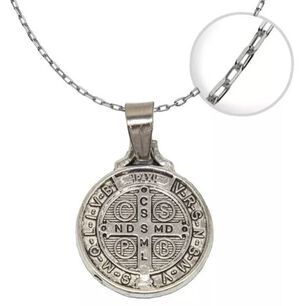 Colgante Medalla San Benito Cadena + Cajita / Todojoyas