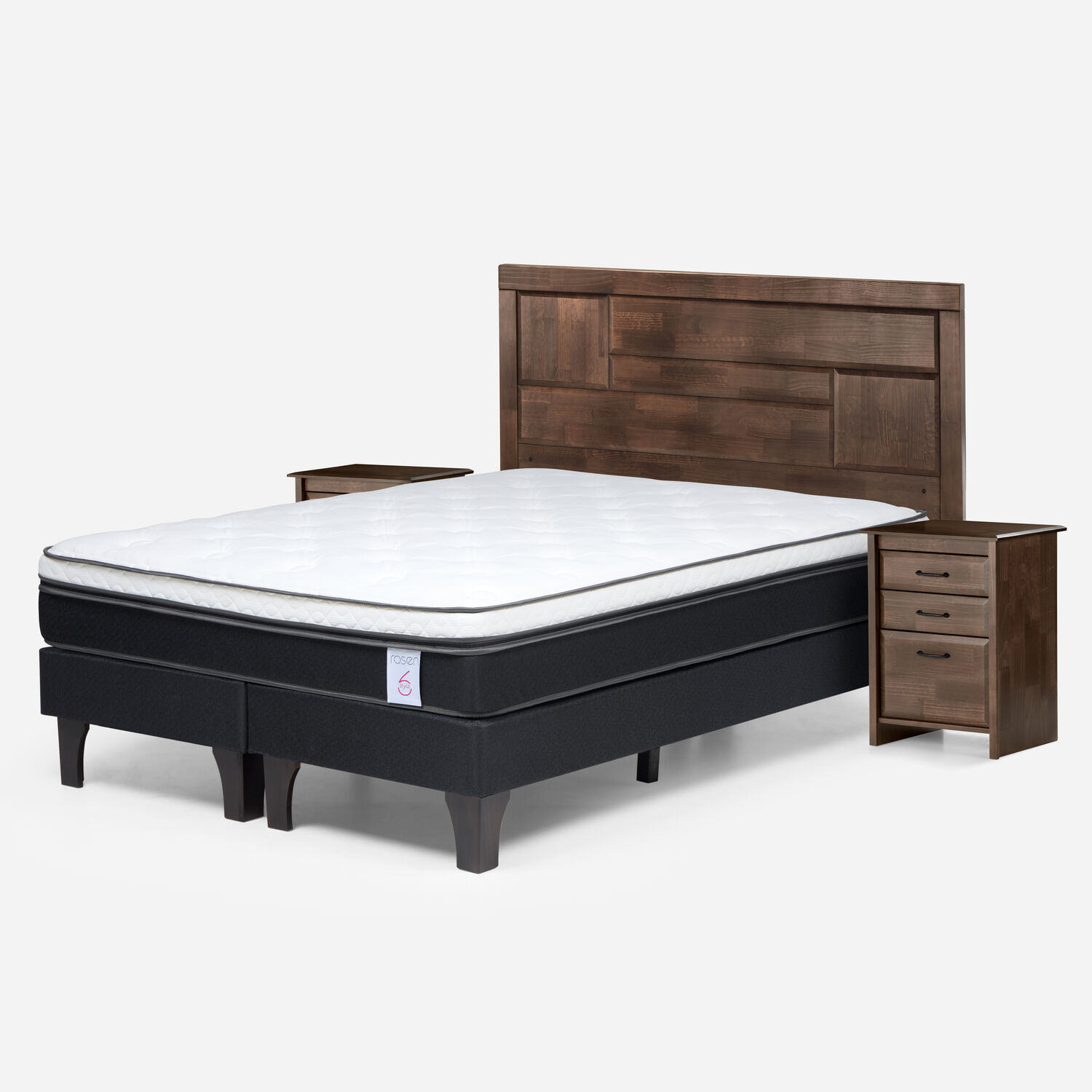 Cama Europea Rosen New Style 6 / 2 Plazas / Base Dividida + Set de Maderas Dolce image number 1.0