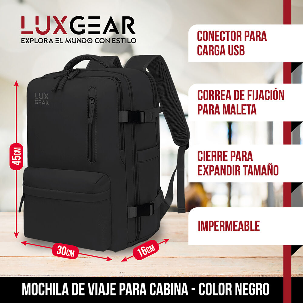 Mochila De Viaje Expansible Luxgear Nomadlifev2 Impermeable - Negro image number 1.0
