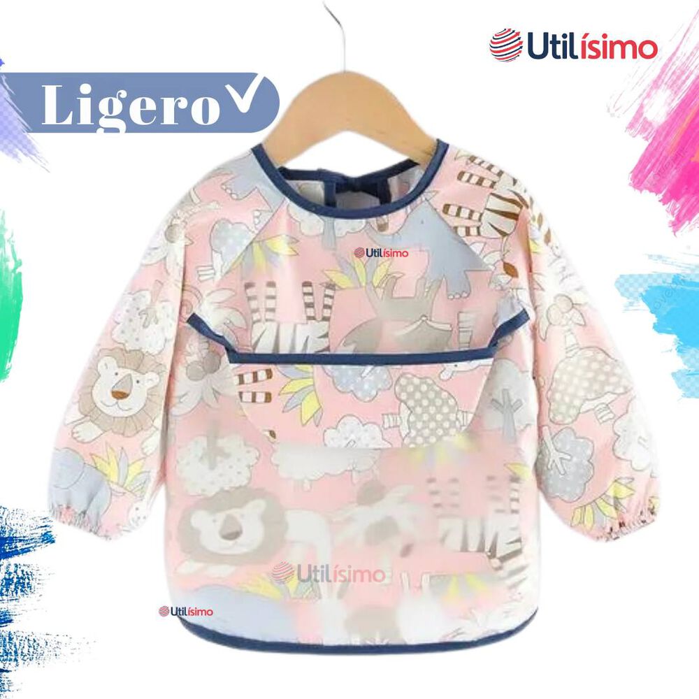 Pack 6 Baberos Delantal Impermeable Manga Larga Bebe Y Ni&ntilde;a image number 5.0