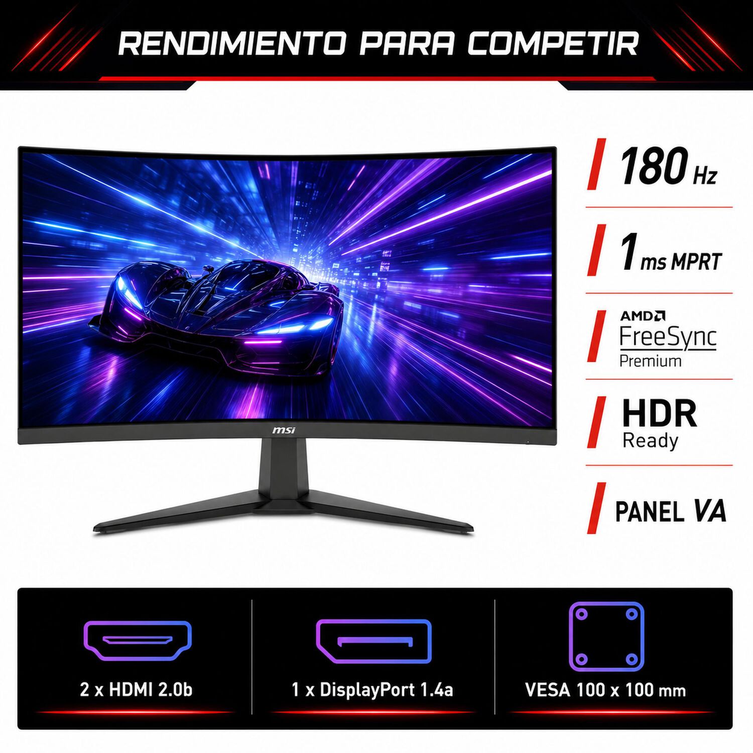 Monitor Gamer Msi 34" Curvo 180hz Ultra Flat 1ms 3440x1440px image number 9.0