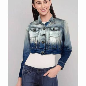 Chaqueta Jeans Azul Con Brillo Talla 6