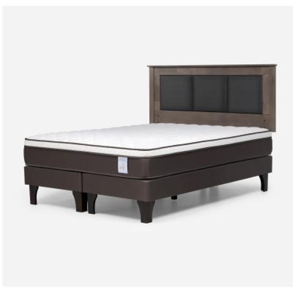 Cama Europea Rosen New Style 4 Plus / 2 Plazas / Base Dividida  + Respaldo Rachel Gris image number 8.0