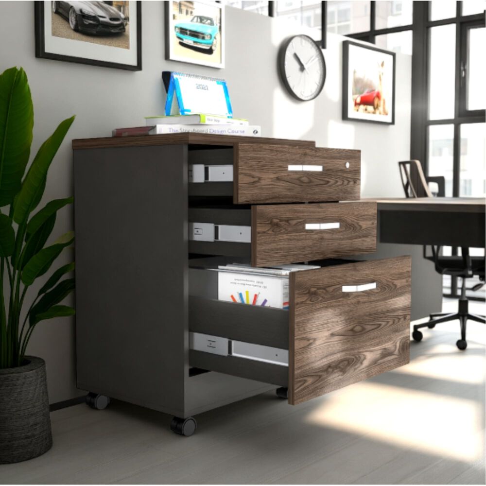 Cajonera Con Ruedas Fm-003n Negro Y Caf&eacute; Oscuro image number 7.0