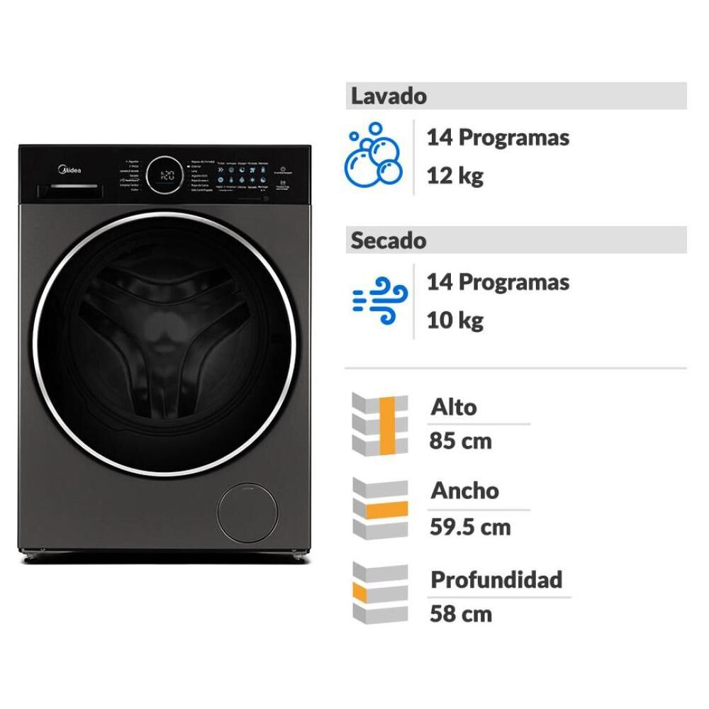 Midea MF210D120WB/T Perfect Fit 12/10 kg Titanium, foto 2