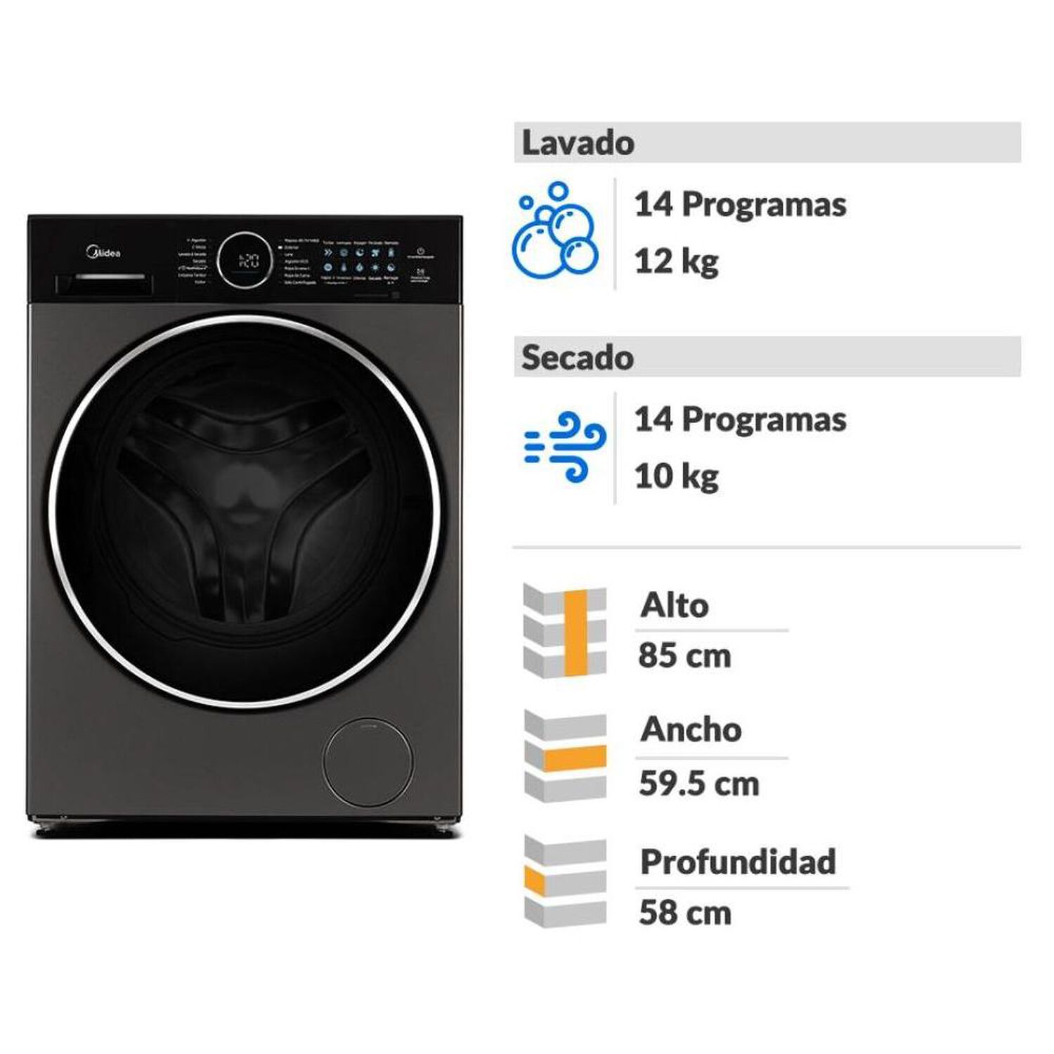 Lavadora Secadora Midea Perfect Fit MF210D120WB/T / 12 Kg / 10 Kg image number 1.0