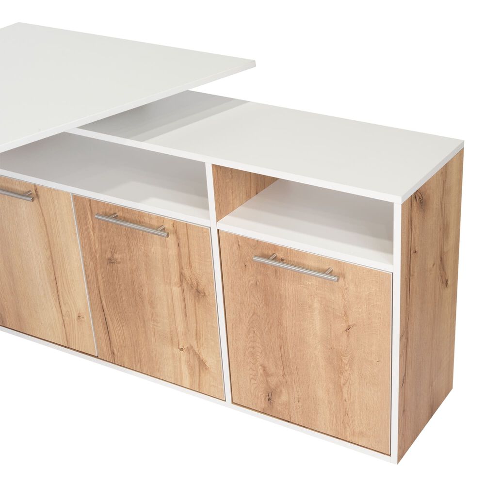 Escritorio En L Esquinero 72,5x130x120 Café Claro Y Blanco image number 4.0