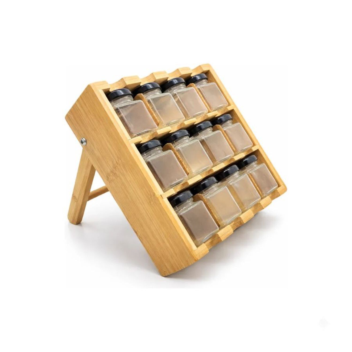 Organizador De Especias Madera Bamb&uacute; 12 Frascos 3 Niveles image number 0.0
