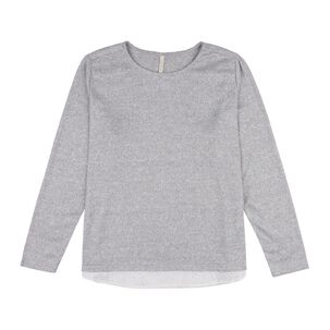 Sweater Liso Aplicación Broderie En Cintura Cuello Redondo Mujer Geeps