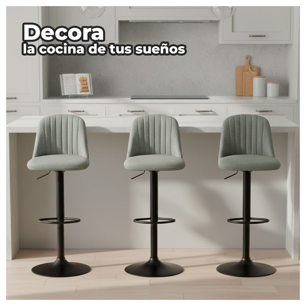 Silla De Bar Moderna Regulable Asiento Tapizado Y Base Met&aacute;lica image number 3.0